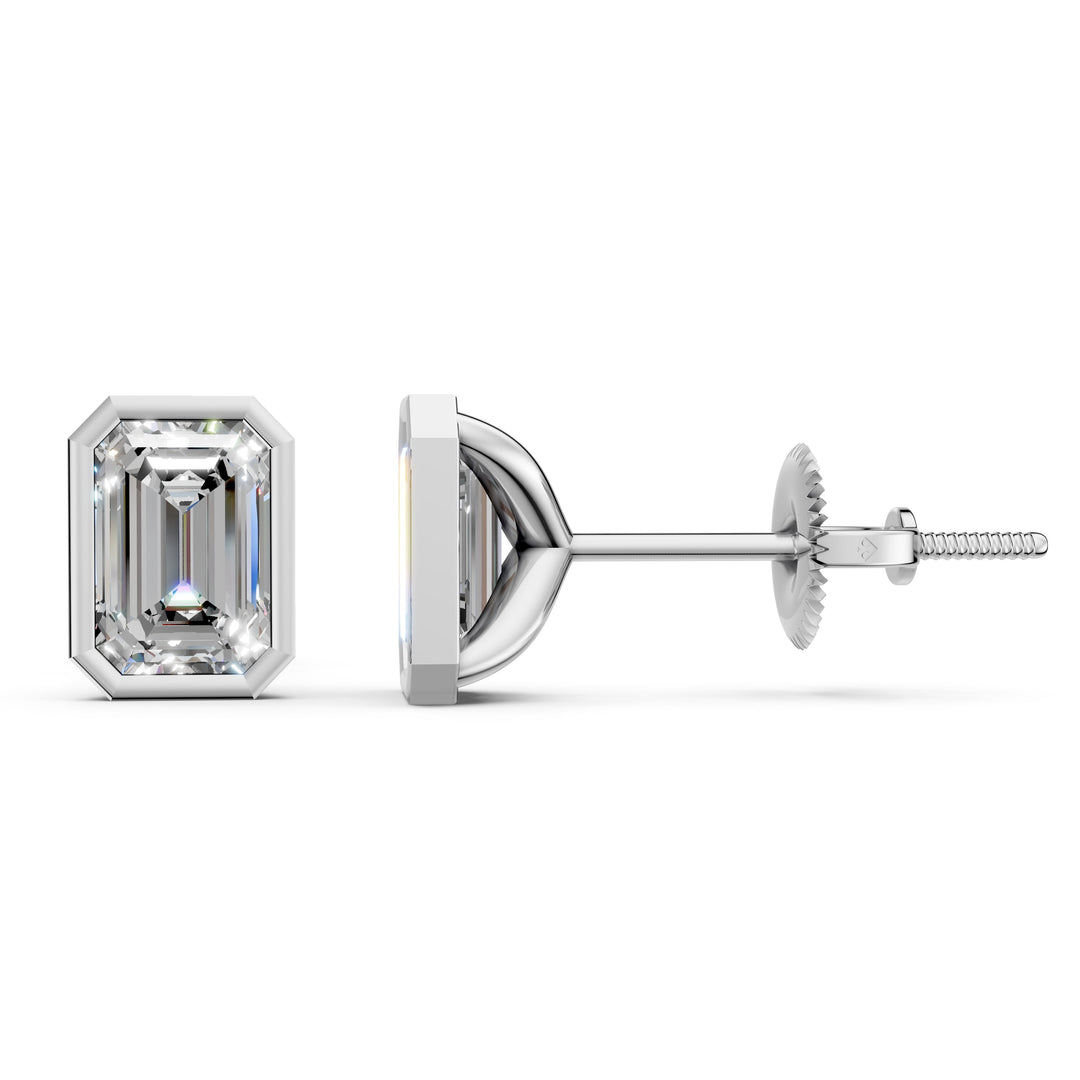 Geira Emerald Solitaire Diamond Bezal stud Earring