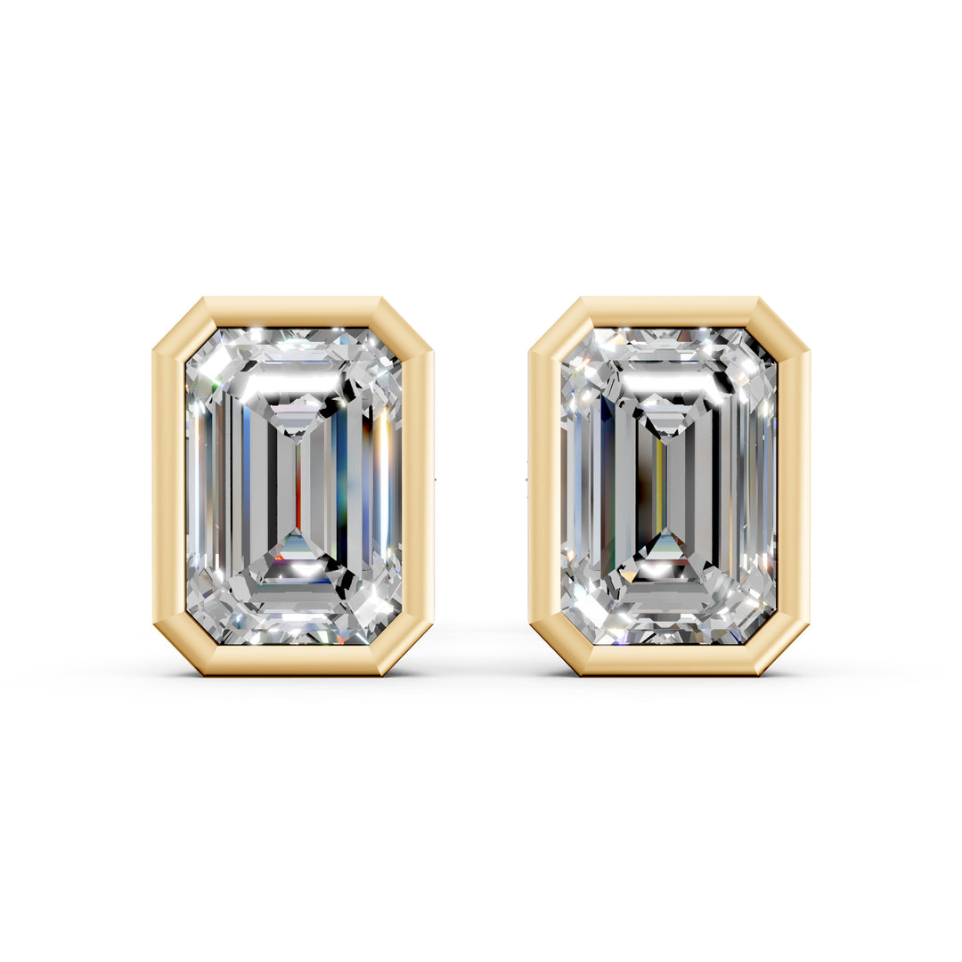 Geira Emerald Solitaire Diamond Bezal stud Earring