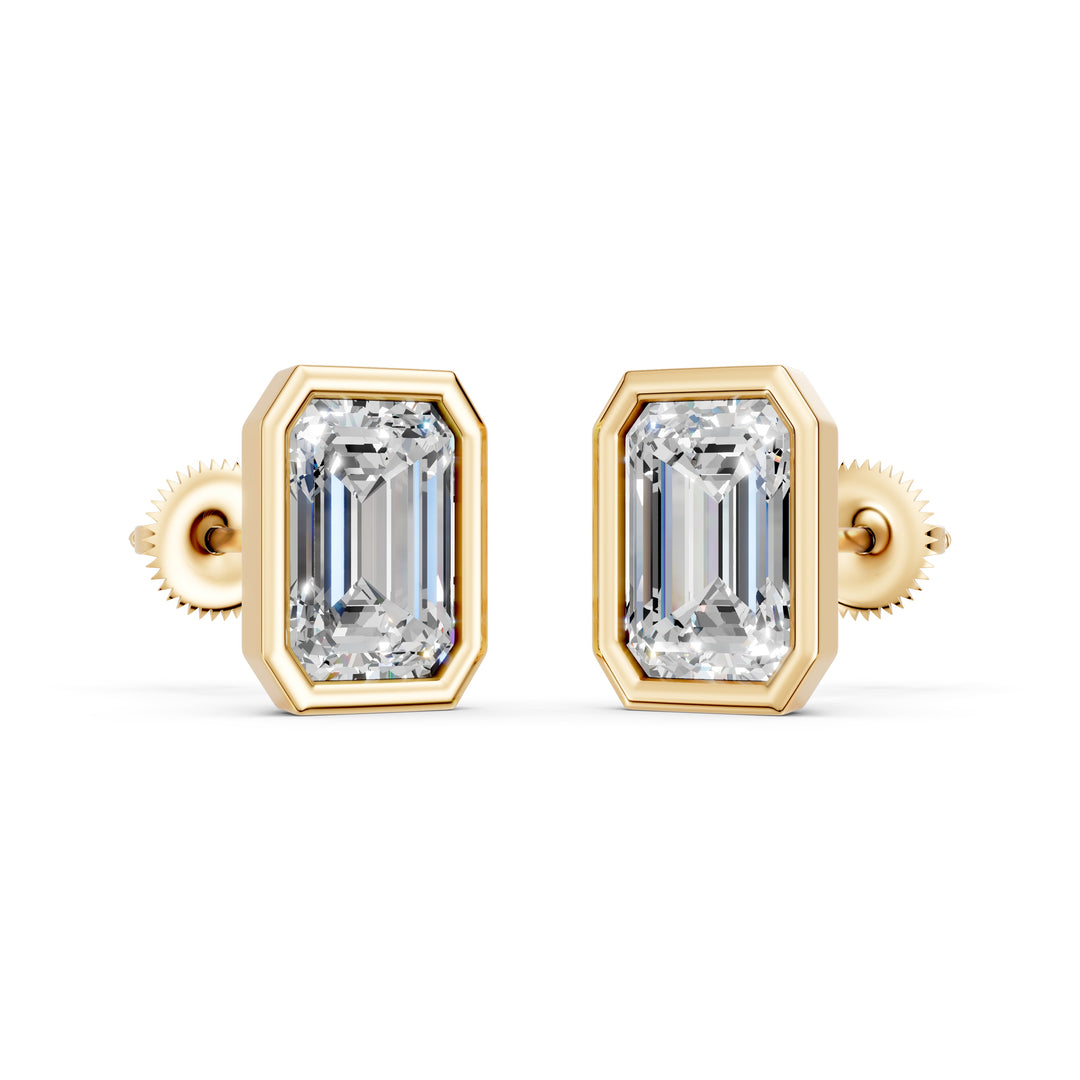Meira Emerald Solitaire Diamond Stud Earring