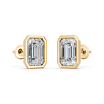 Load image into Gallery viewer, Meira Emerald Solitaire Diamond Stud Earring
