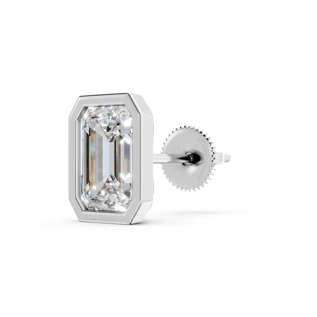 Meira Emerald Solitaire Diamond Stud Earring