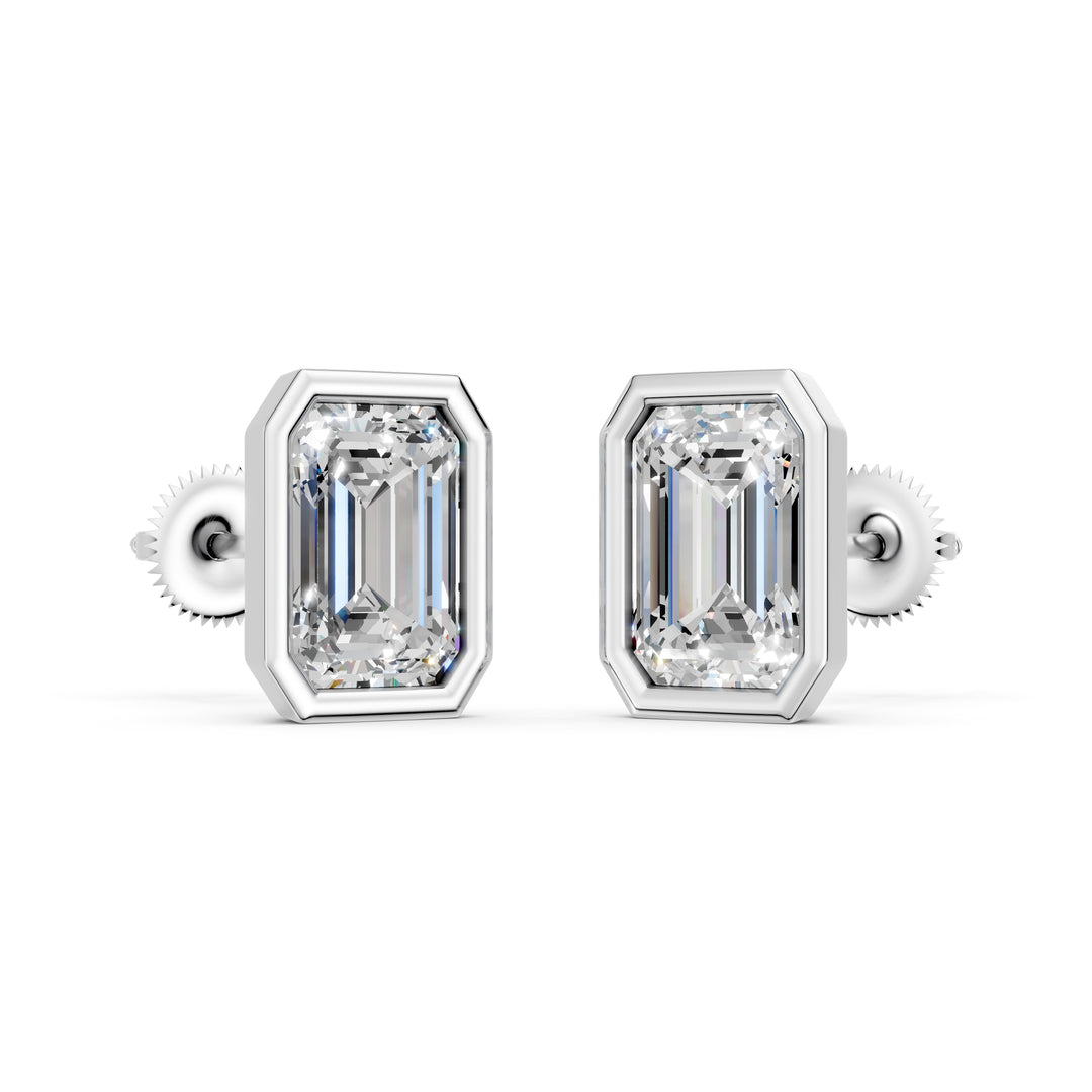 Meira Emerald Solitaire Diamond Stud Earring