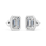 Load image into Gallery viewer, Meira Emerald Solitaire Diamond Stud Earring
