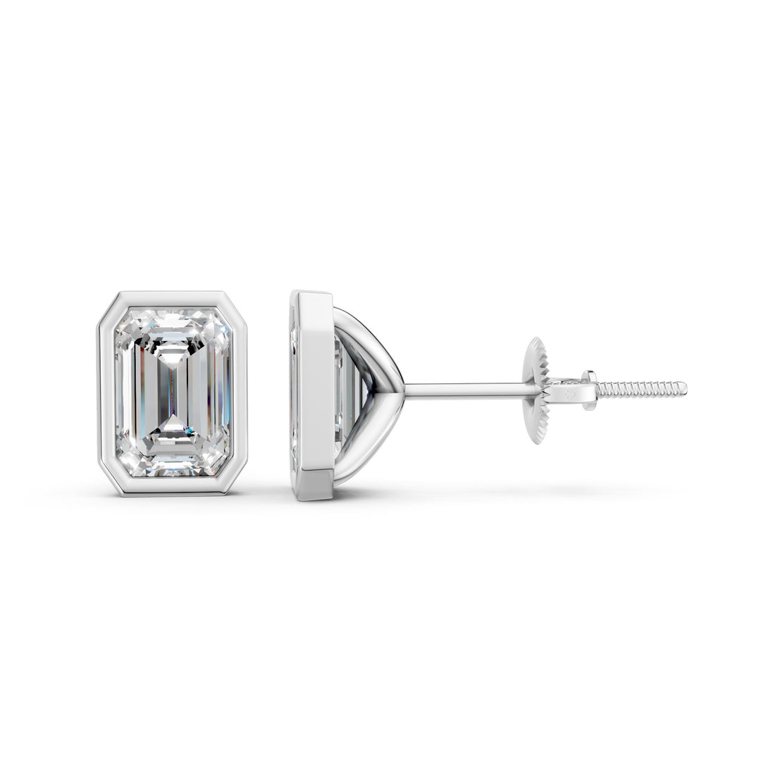 Meira Emerald Solitaire Diamond Stud Earring