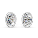 Load image into Gallery viewer, Gavra Oval Solitaire Diamond Bezal stud Earring
