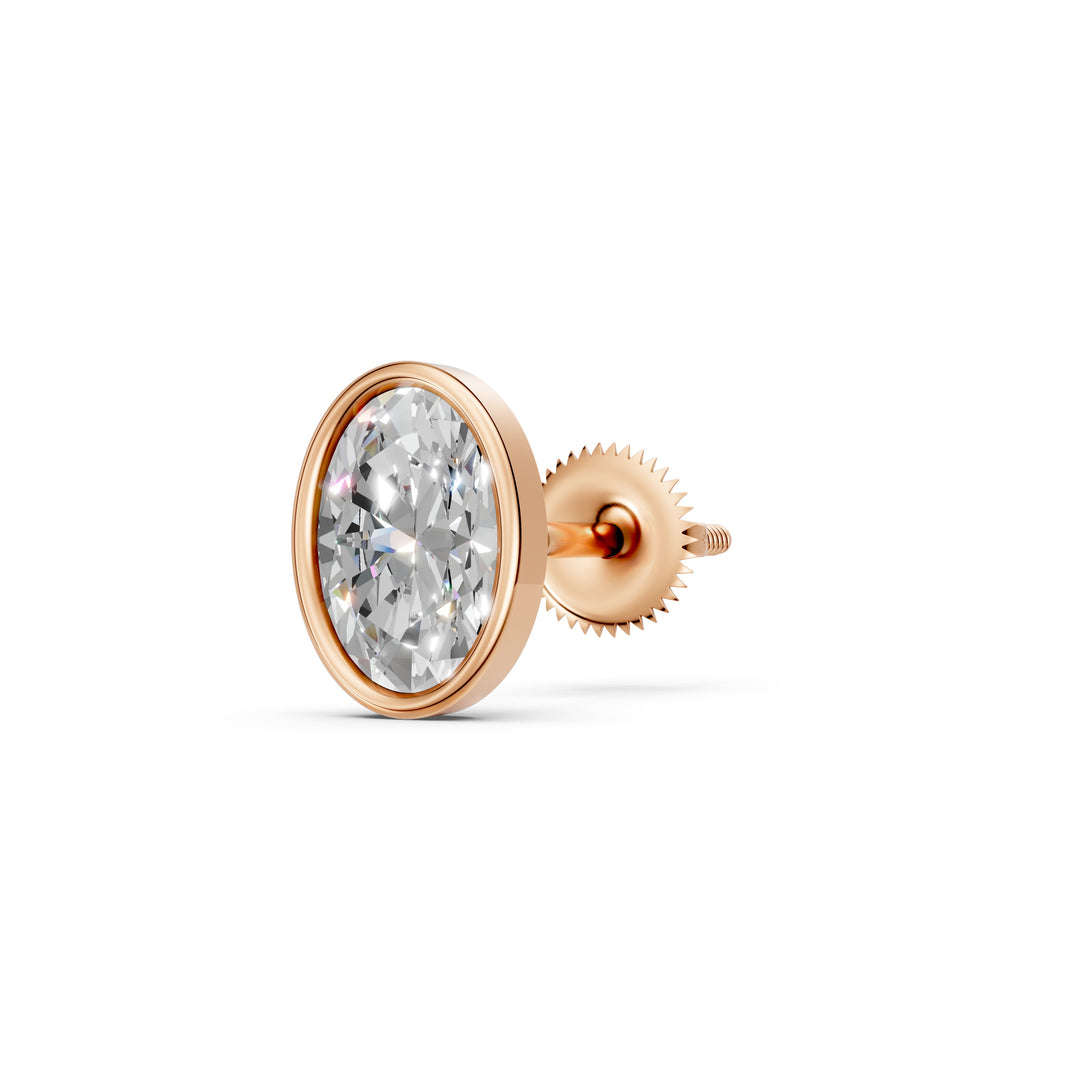 Galia Oval Solitaire Diamond Bezal stud Earring