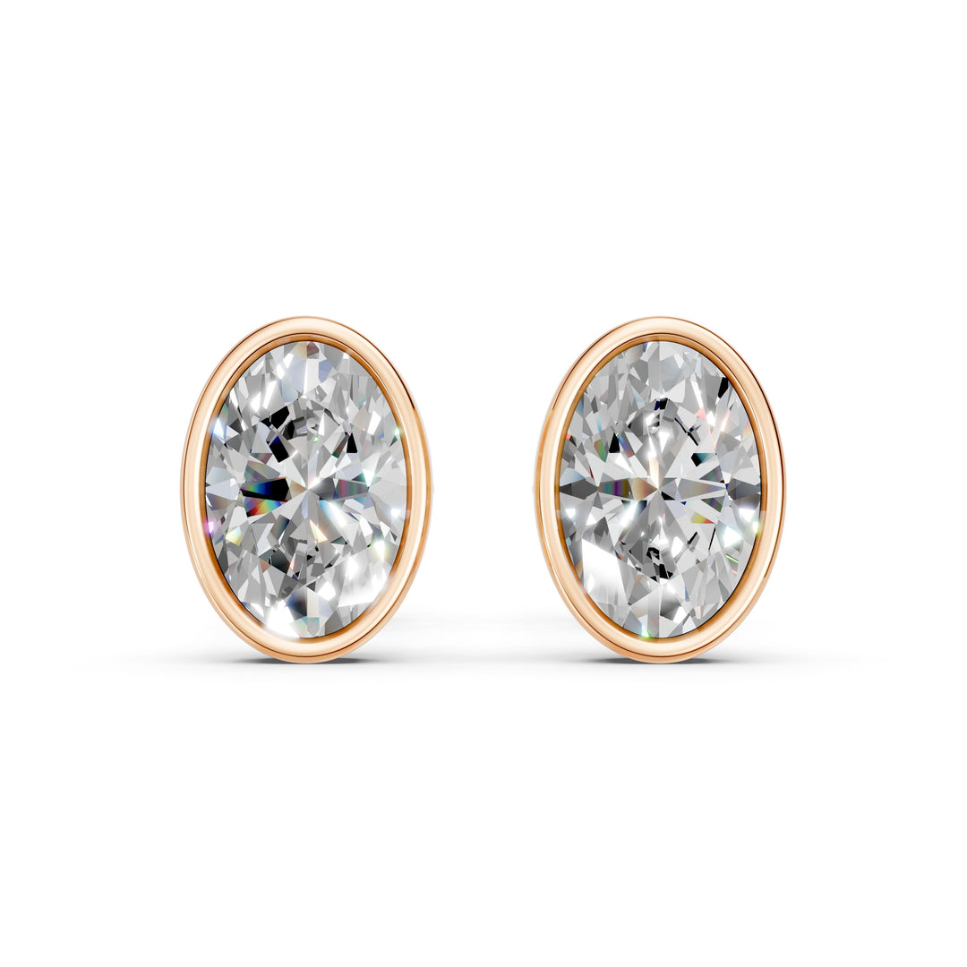Galia Oval Solitaire Diamond Bezal stud Earring