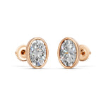 Load image into Gallery viewer, Galia Oval Solitaire Diamond Bezal stud Earring
