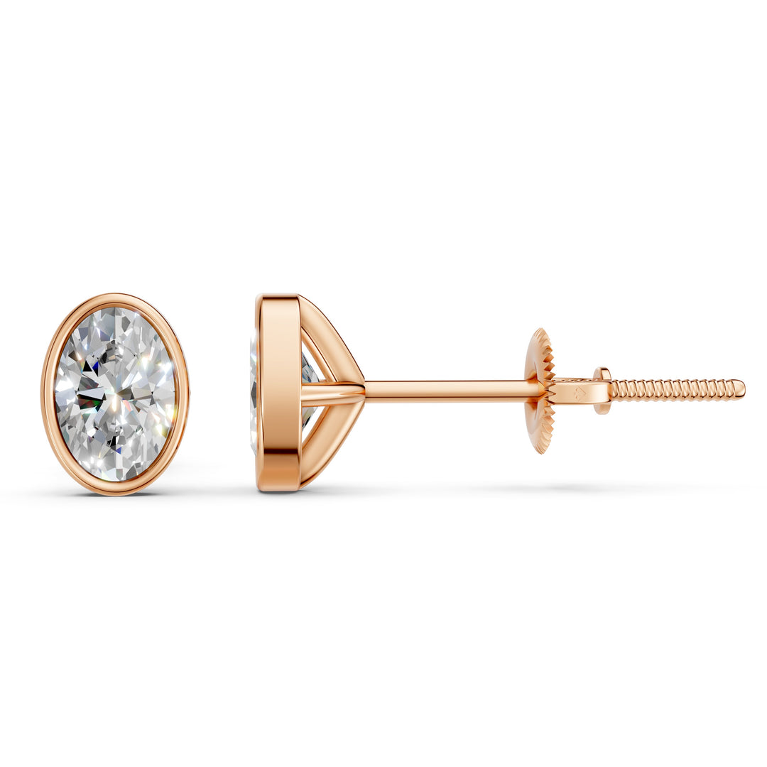 Galia Oval Solitaire Diamond Bezal stud Earring