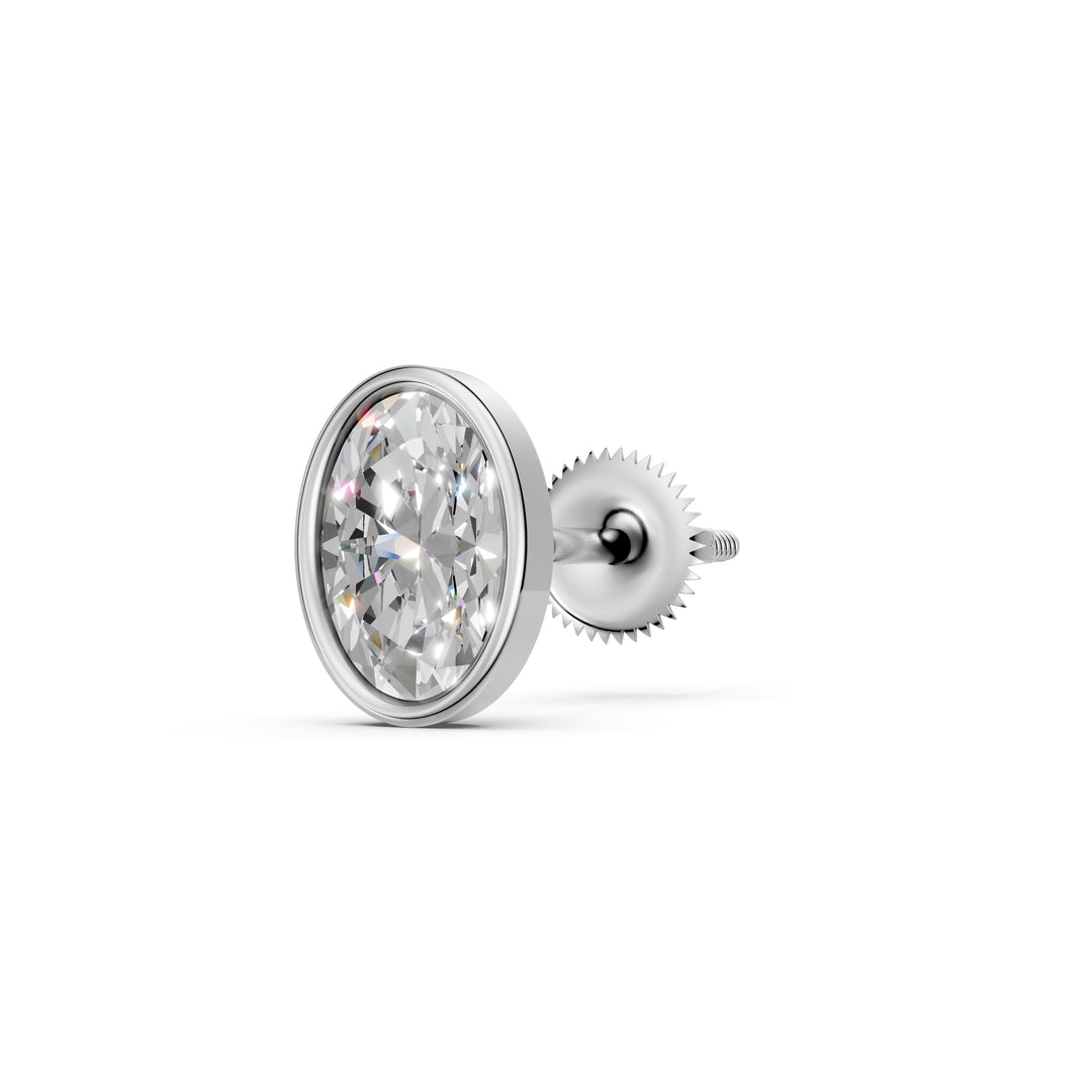 Galia Oval Solitaire Diamond Bezal stud Earring