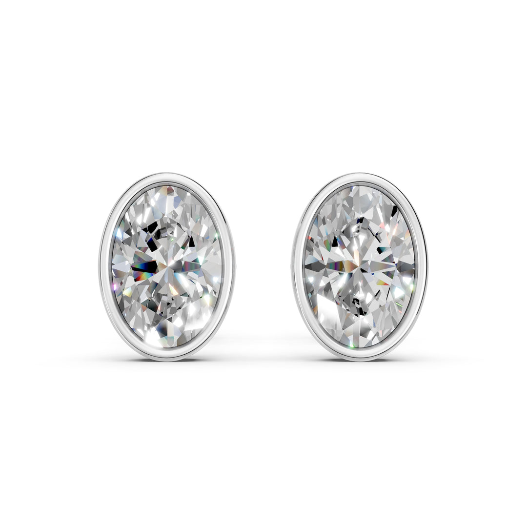 Galia Oval Solitaire Diamond Bezal stud Earring