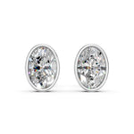 Load image into Gallery viewer, Galia Oval Solitaire Diamond Bezal stud Earring
