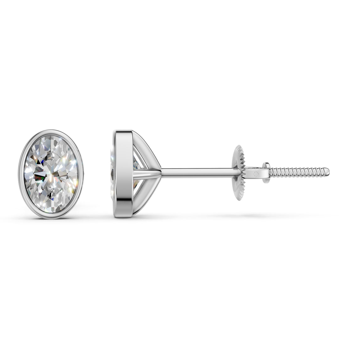 Galia Oval Solitaire Diamond Bezal stud Earring