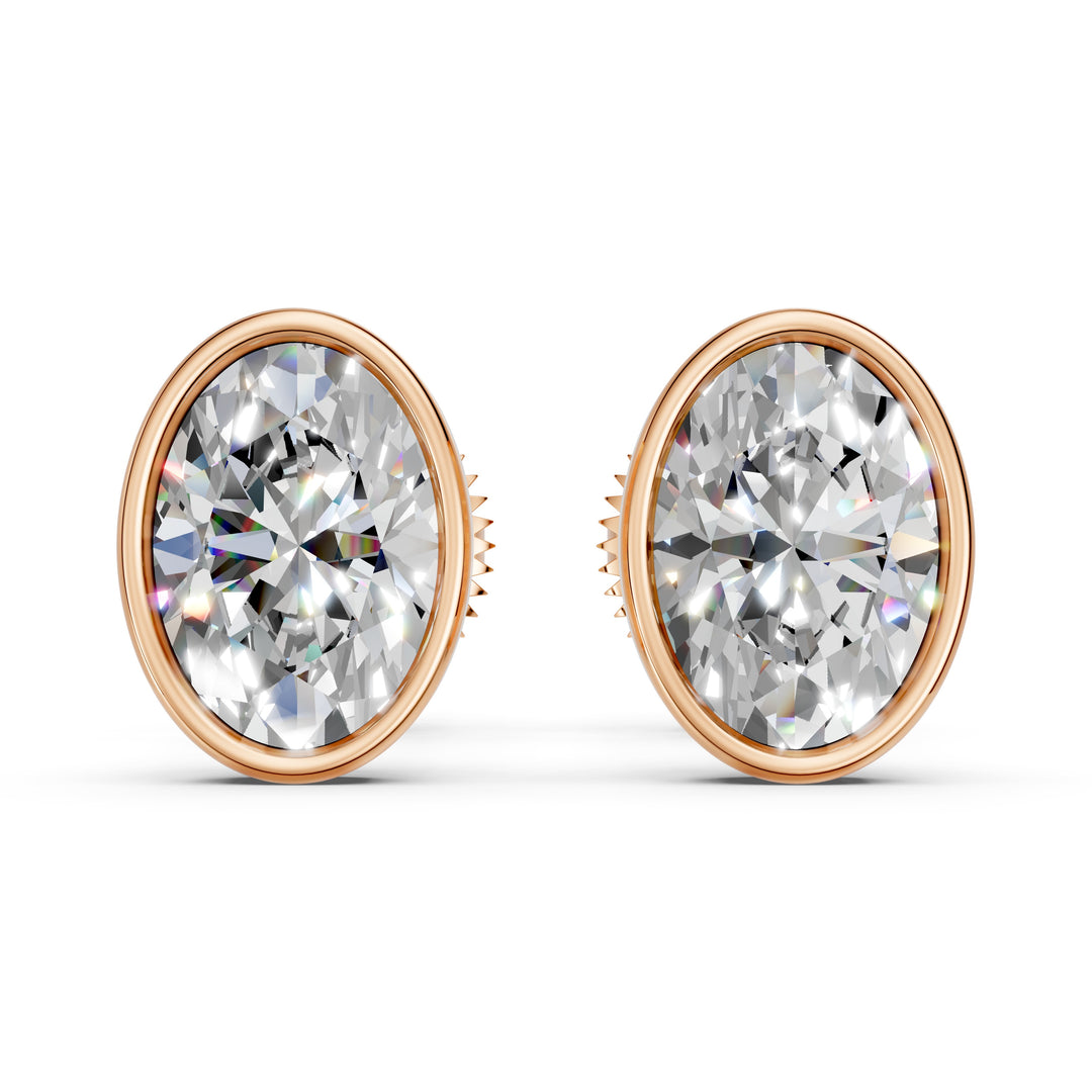 Gaira Oval Solitaire Diamond Bezal stud Earring