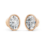 Load image into Gallery viewer, Gaira Oval Solitaire Diamond Bezal stud Earring
