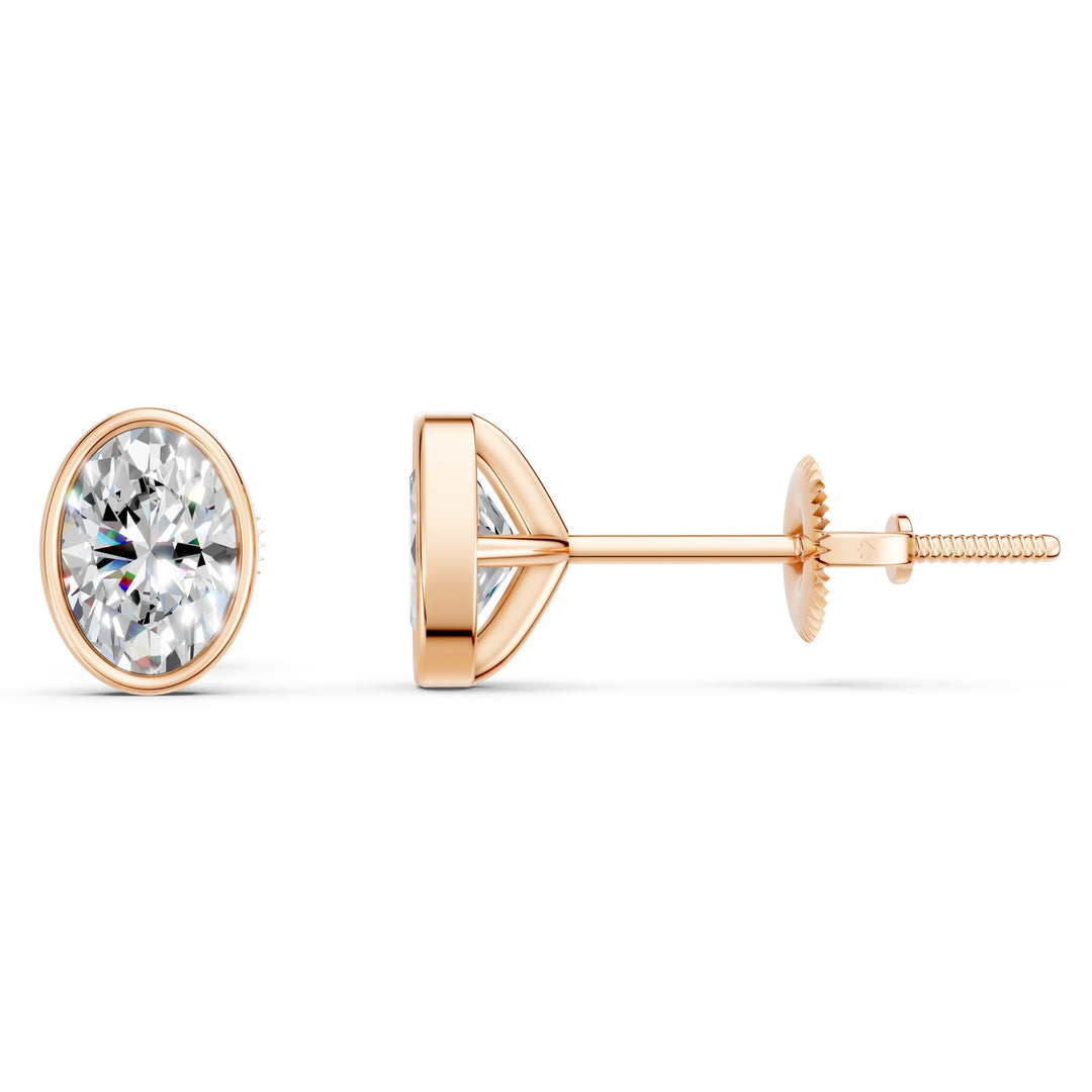 Gaira Oval Solitaire Diamond Bezal stud Earring