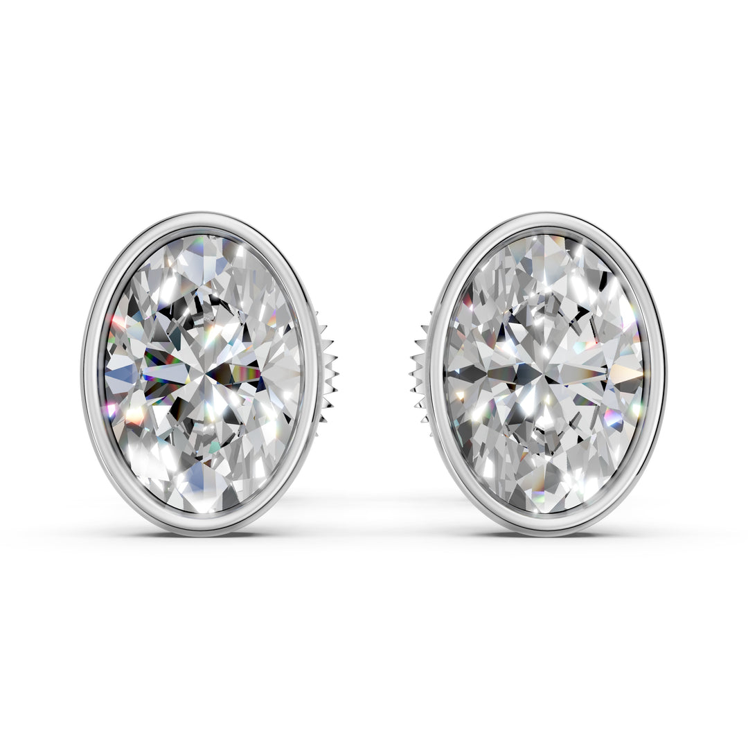 Gaira Oval Solitaire Diamond Bezal stud Earring