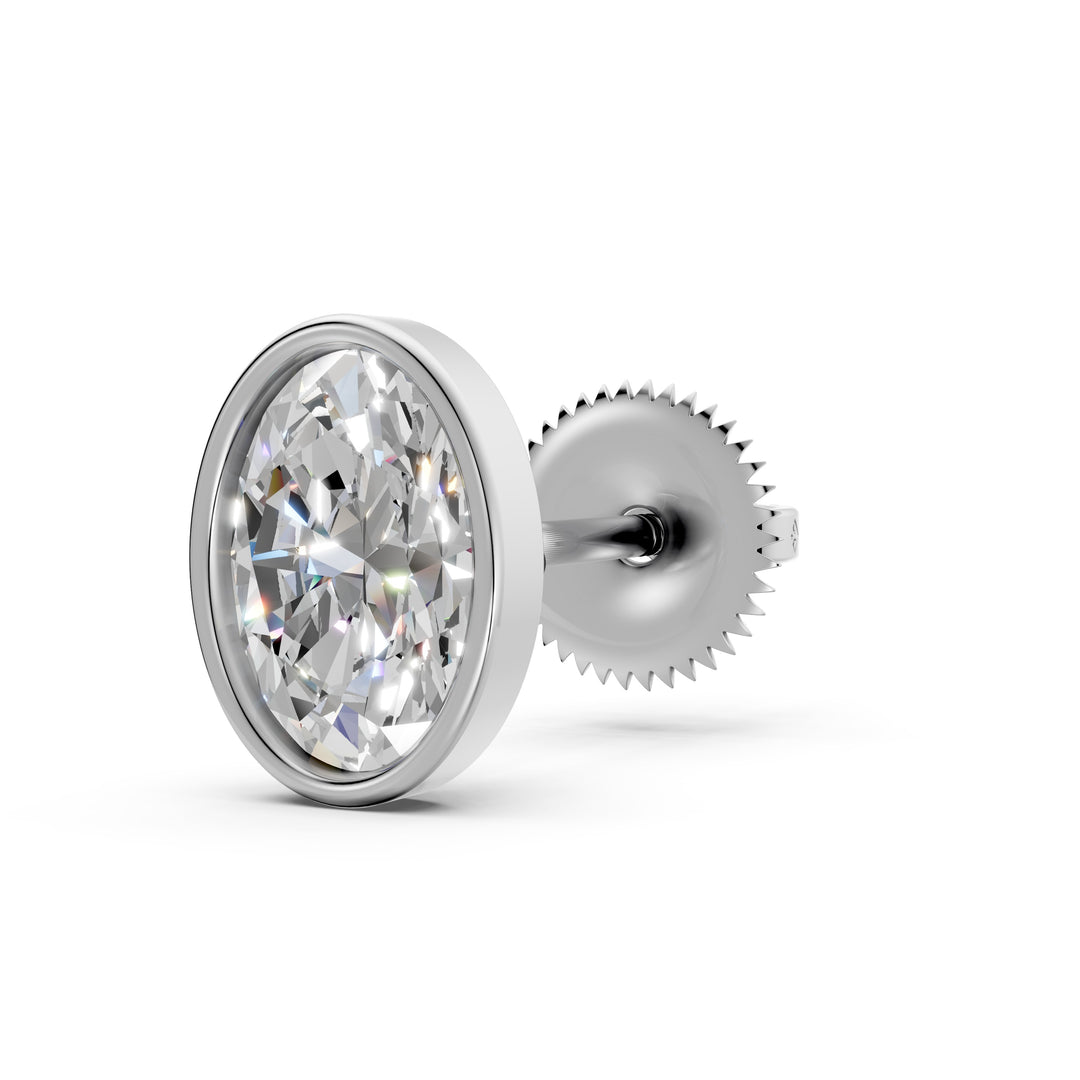 Gaira Oval Solitaire Diamond Bezal stud Earring