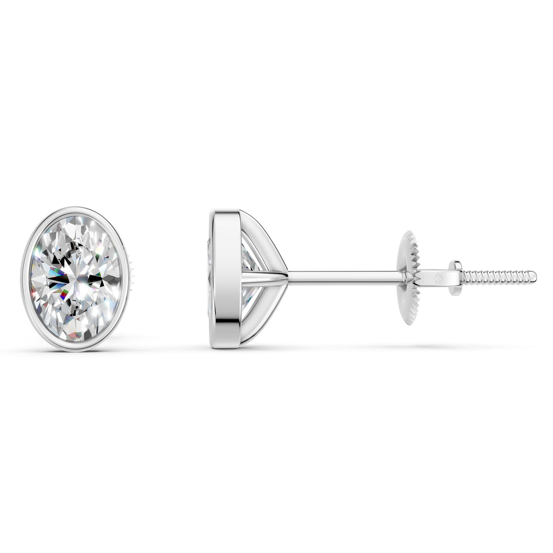 Gaira Oval Solitaire Diamond Bezal stud Earring
