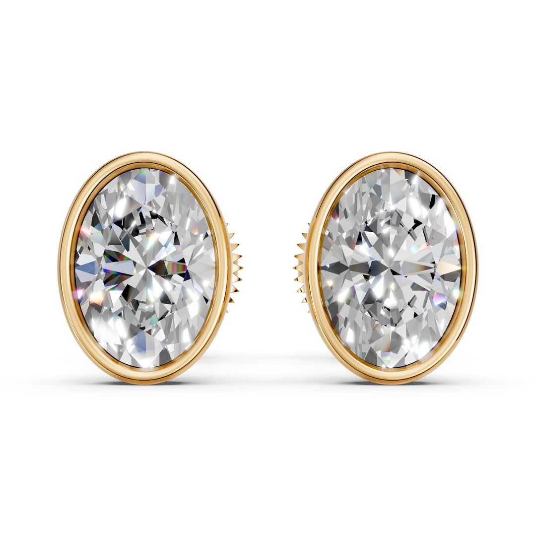 Gaira Oval Solitaire Diamond Bezal stud Earring