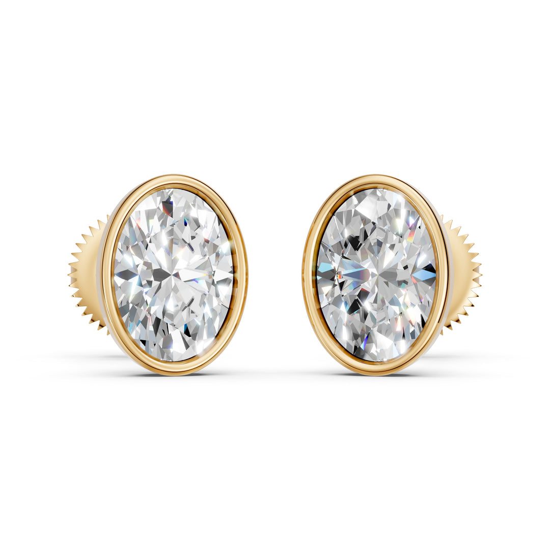 Gaira Oval Solitaire Diamond Bezal stud Earring