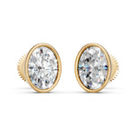 Load image into Gallery viewer, Gaira Oval Solitaire Diamond Bezal stud Earring

