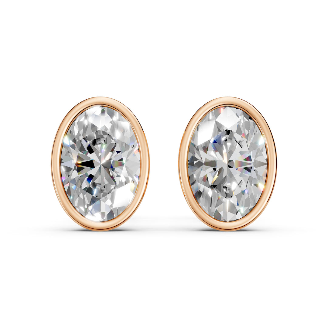 Forra Oval Solitaire Bezal stud Earring