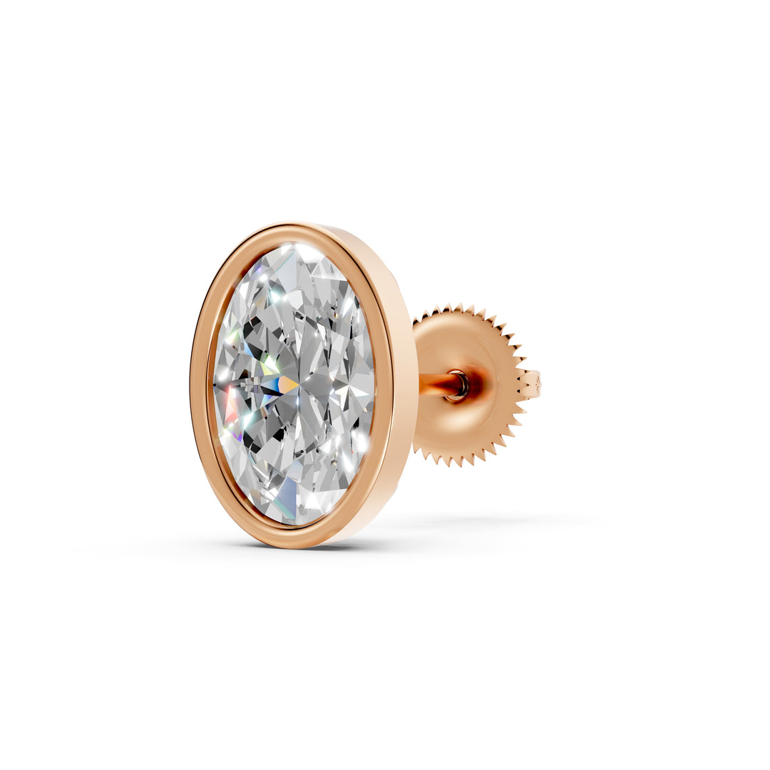 Forra Oval Solitaire Bezal stud Earring