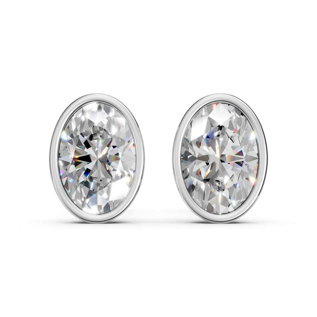 Forra Oval Solitaire Bezal stud Earring