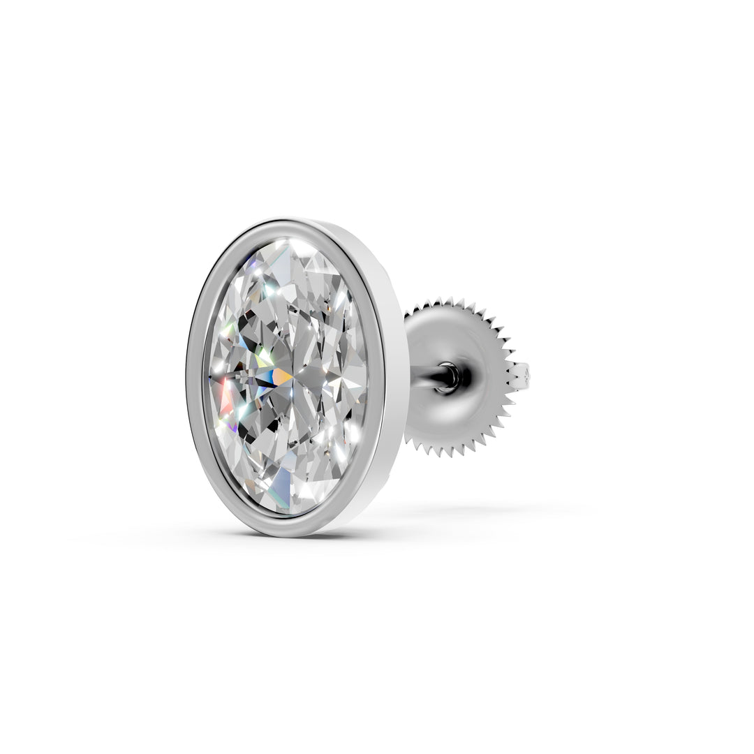 Forra Oval Solitaire Bezal stud Earring