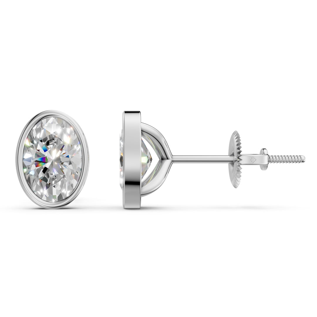 Forra Oval Solitaire Bezal stud Earring