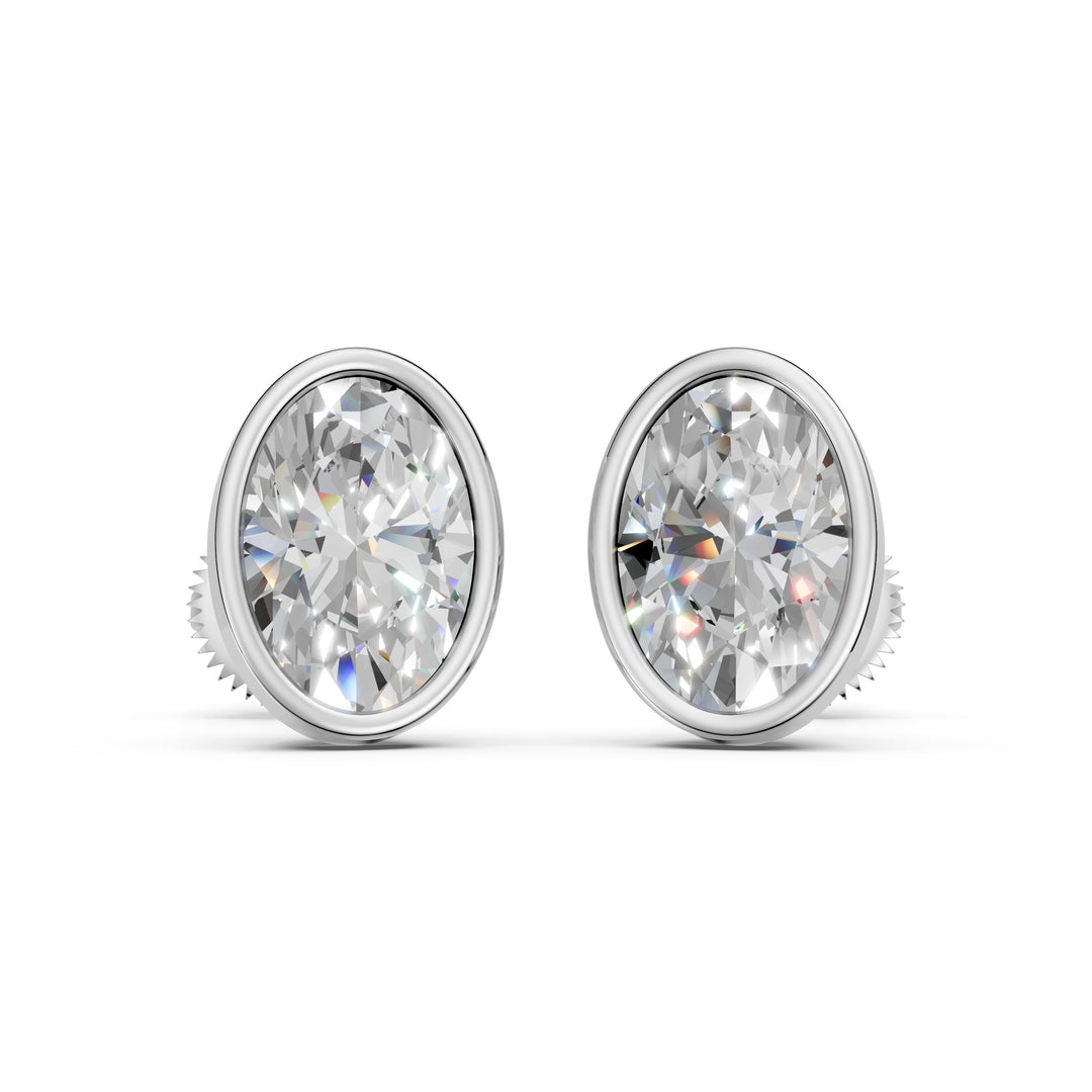 Forra Oval Solitaire Bezal stud Earring