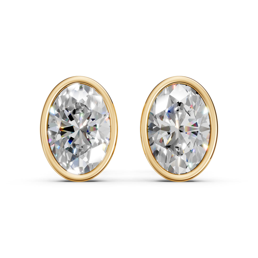Forra Oval Solitaire Bezal stud Earring