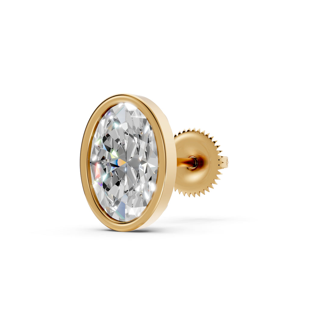 Forra Oval Solitaire Bezal stud Earring