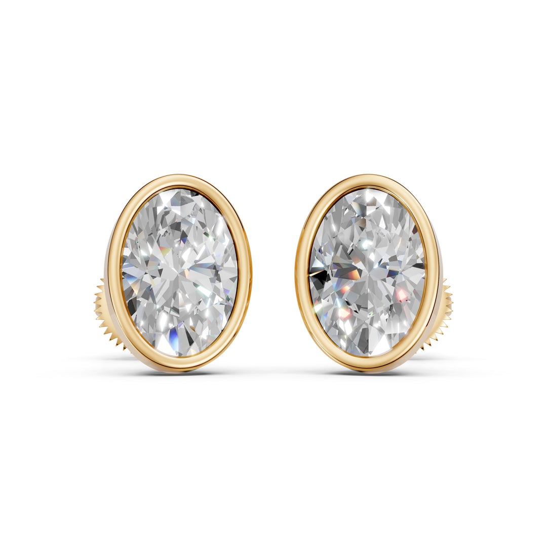 Forra Oval Solitaire Bezal stud Earring