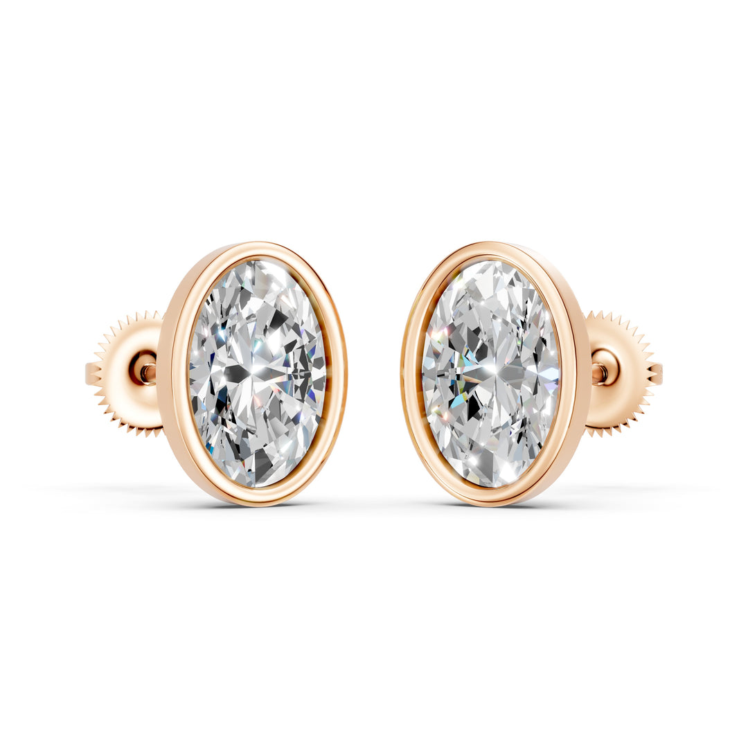 Manya Oval Solitaire Diamond stud Earring