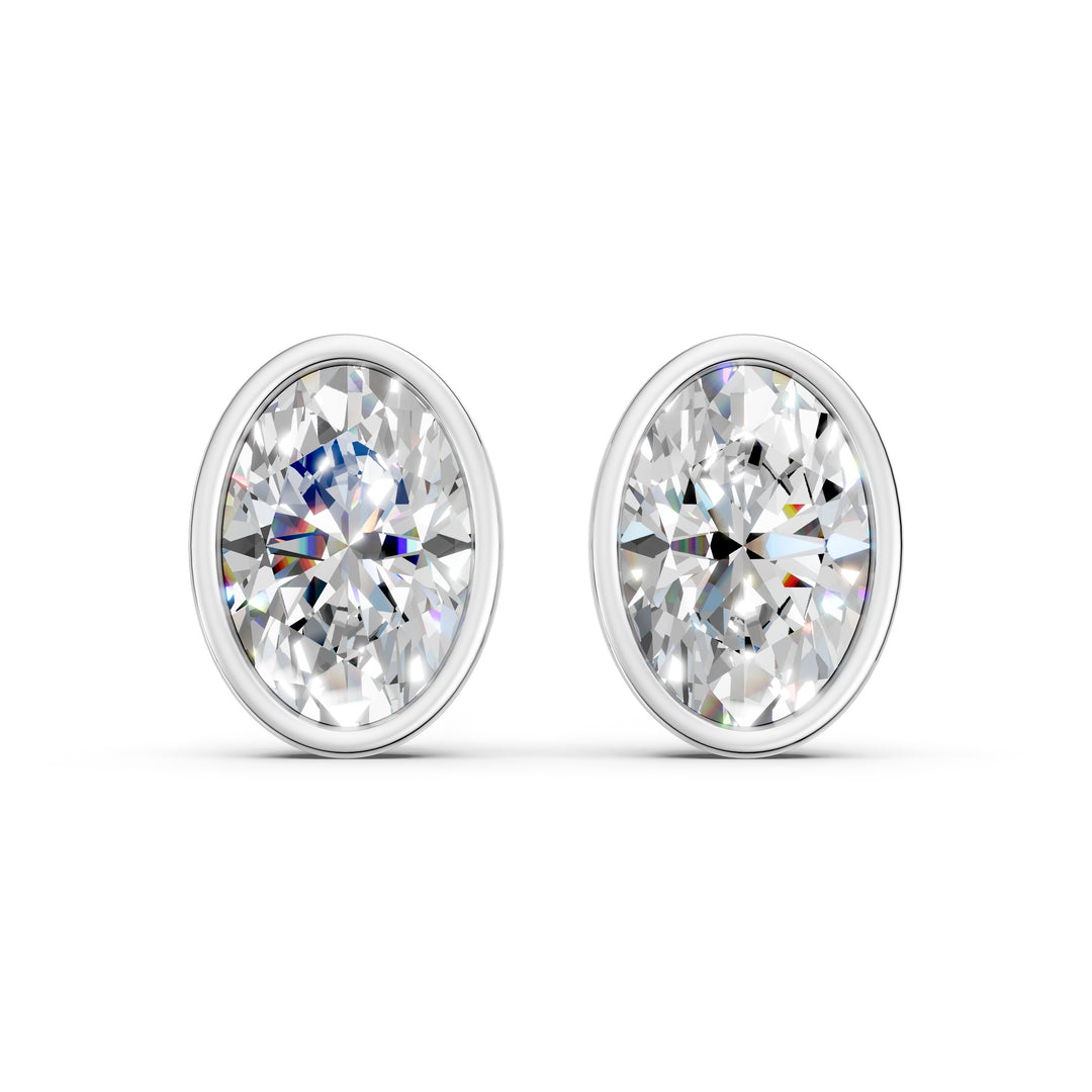 Manya Oval Solitaire Diamond stud Earring