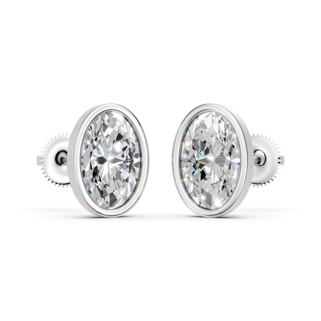 Manya Oval Solitaire Diamond stud Earring