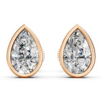 Load image into Gallery viewer, Flora Pear Solitaire Diamond Bezal stud Earring
