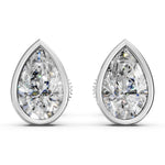Load image into Gallery viewer, Flora Pear Solitaire Diamond Bezal stud Earring
