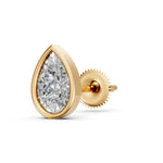 Load image into Gallery viewer, Flora Pear Solitaire Diamond Bezal stud Earring

