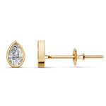 Load image into Gallery viewer, Flora Pear Solitaire Diamond Bezal stud Earring
