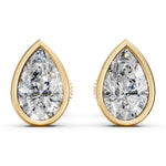 Load image into Gallery viewer, Flora Pear Solitaire Diamond Bezal stud Earring
