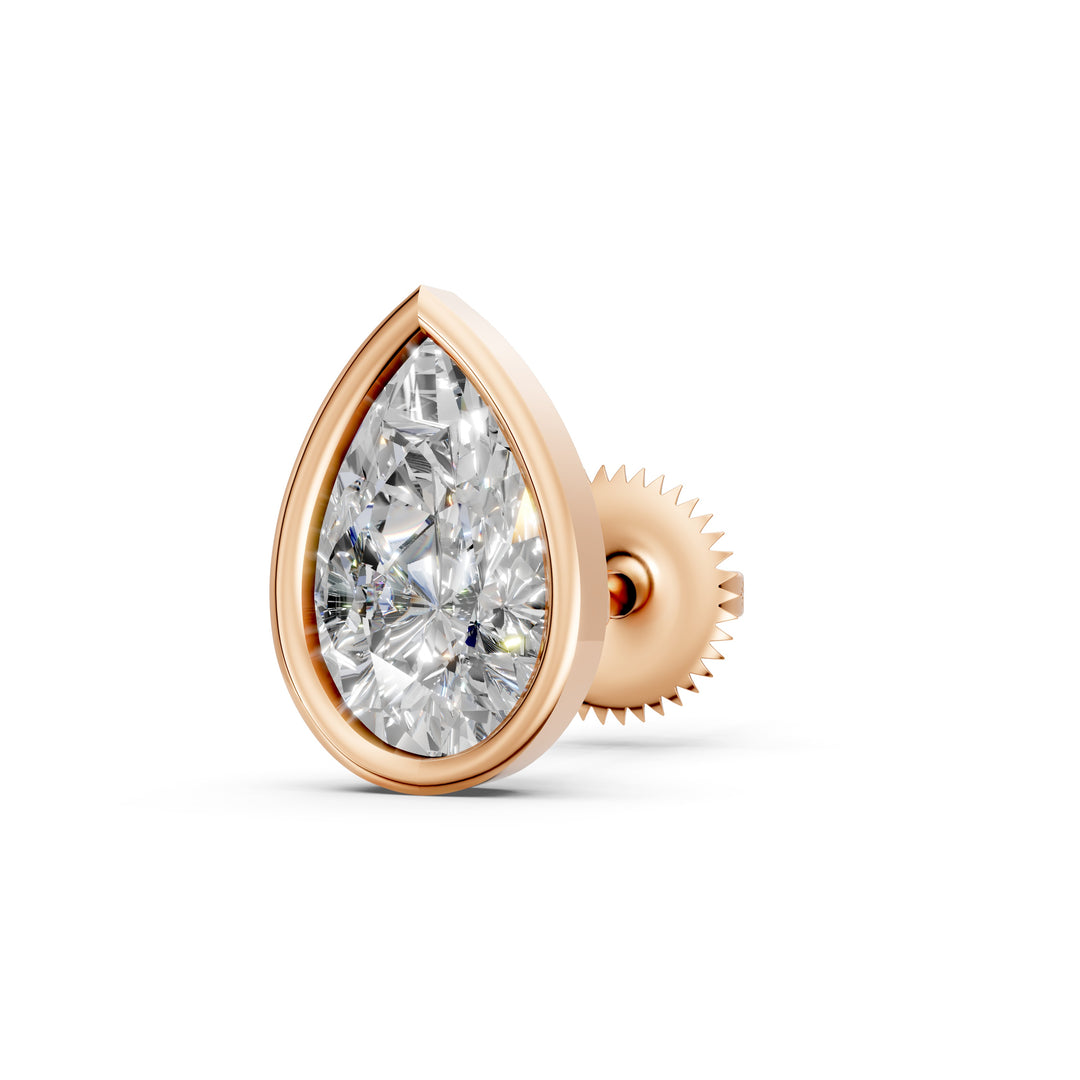 Fiyra Pear Solitaire Diamond Bezal stud Earring
