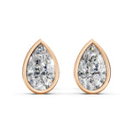 Load image into Gallery viewer, Fiyra Pear Solitaire Diamond Bezal stud Earring
