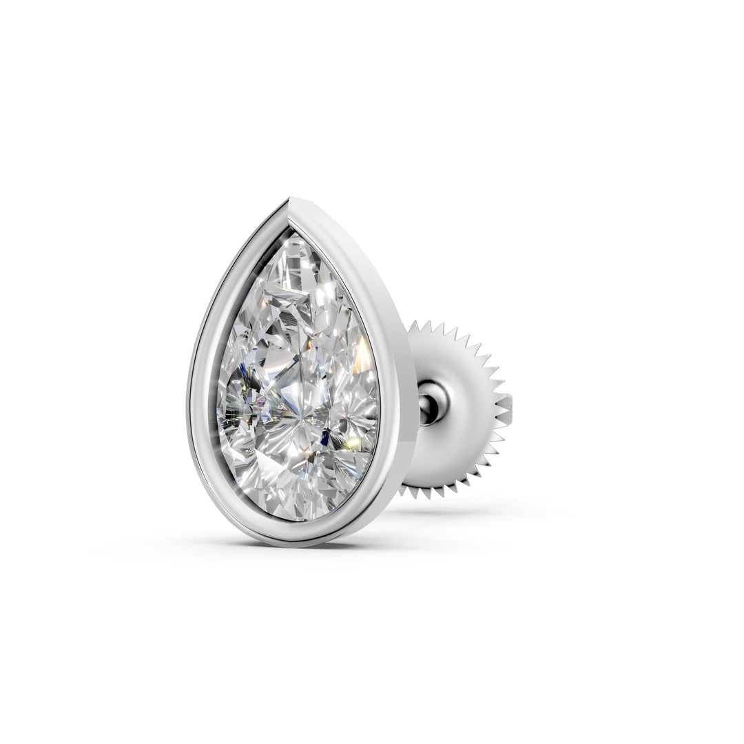 Fiyra Pear Solitaire Diamond Bezal stud Earring
