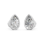 Load image into Gallery viewer, Fiyra Pear Solitaire Diamond Bezal stud Earring
