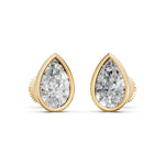 Load image into Gallery viewer, Fiyra Pear Solitaire Diamond Bezal stud Earring
