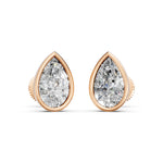 Load image into Gallery viewer, Fira Pear Solitaire Diamond Bezal stud Earring
