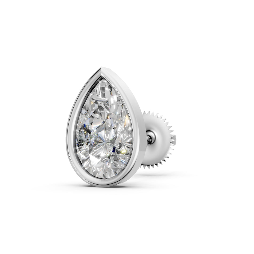 Fira Pear Solitaire Diamond Bezal stud Earring